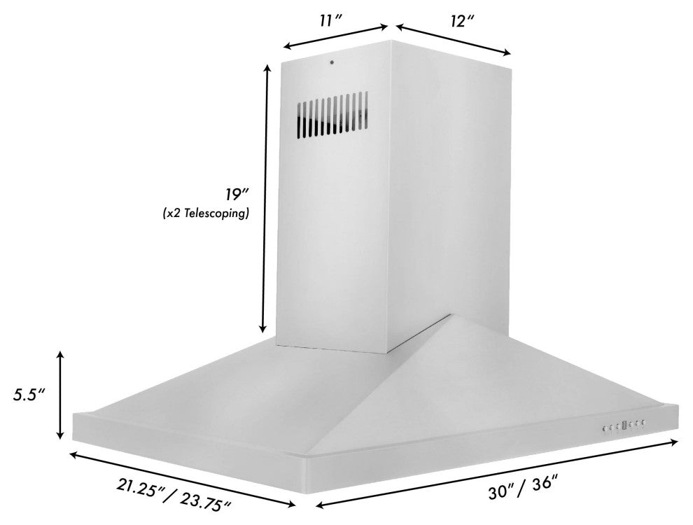 ZLINE 30 in. Island Range Hood, Stainless Steel, GL1i-30