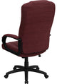 High Back Burgundy Fabric Executive Swivel Chair With Arms