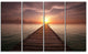 Seashore Boardwalk into the Sun, Seashore Canvas Art Print, 48"x28", 4 Panels