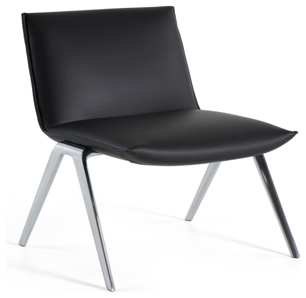 Modrest Cedric Modern Black Vegan Leather Accent Chair
