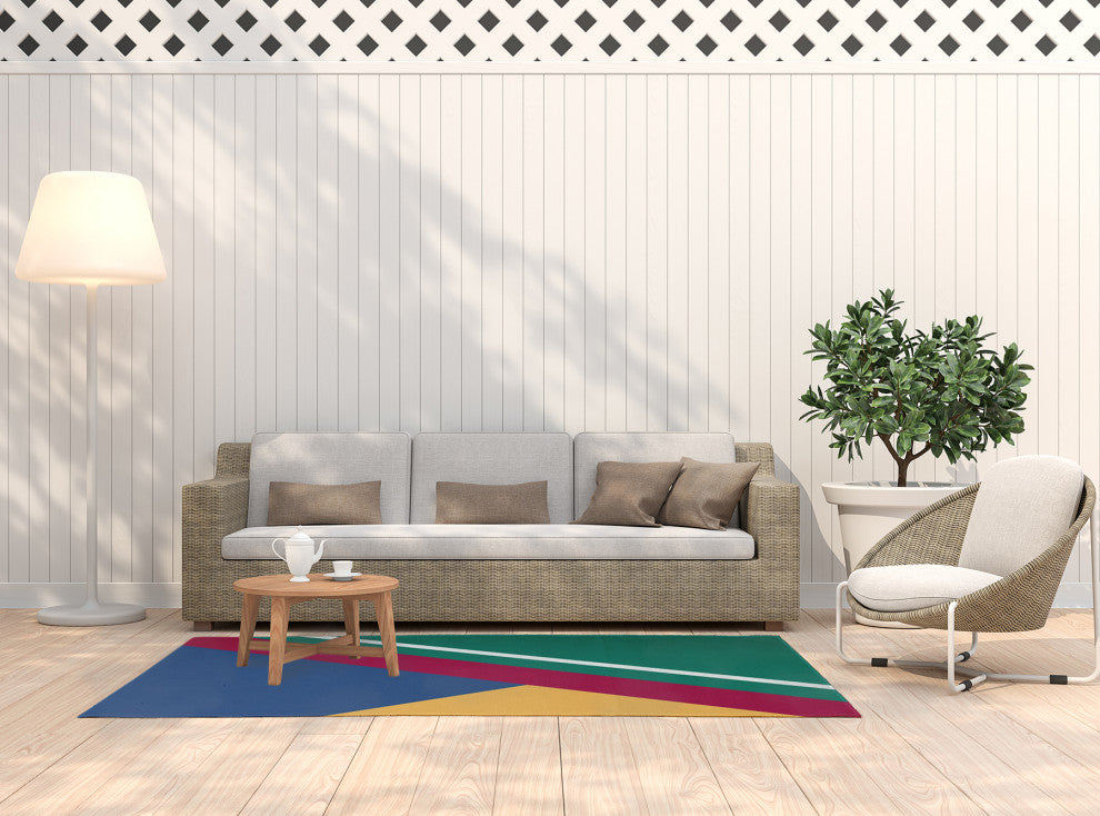 Bold Shapes Modern & Contemporary Chenille Area Rug