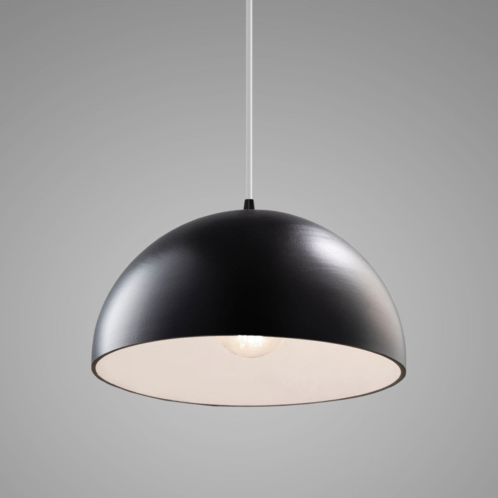 Dome 1-Light Pendant, Carbon Matte Black, Matte Black, White Cord