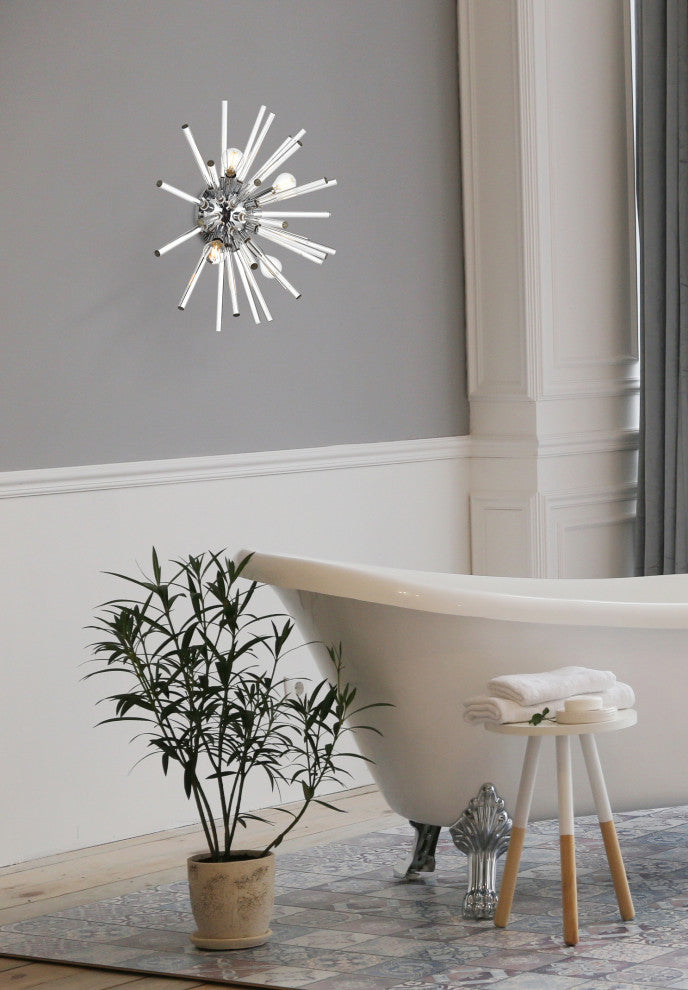 Samuel 18" Crystal Rod Wall Sconce, Chrome