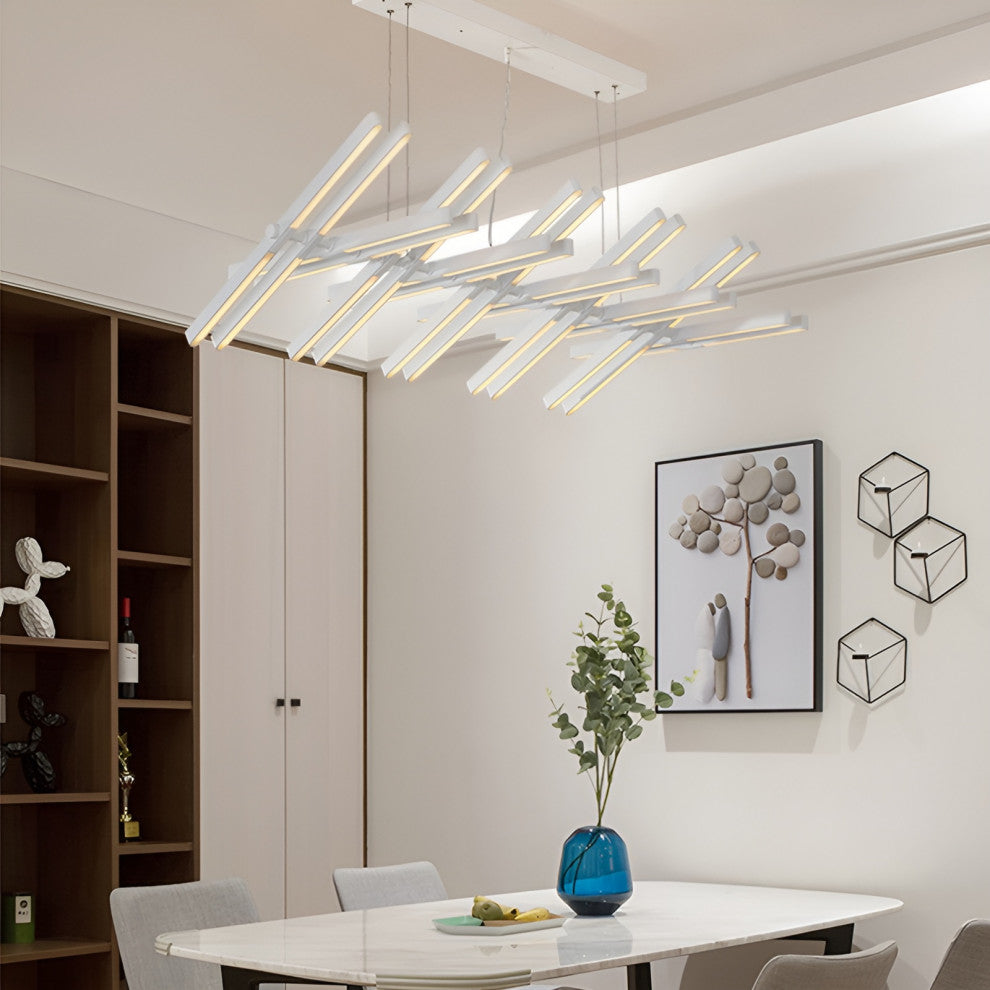 Acquaformosa | Black/White Art Minimalistic LED Pendant Chandelier, White, L18.9, Warm Light