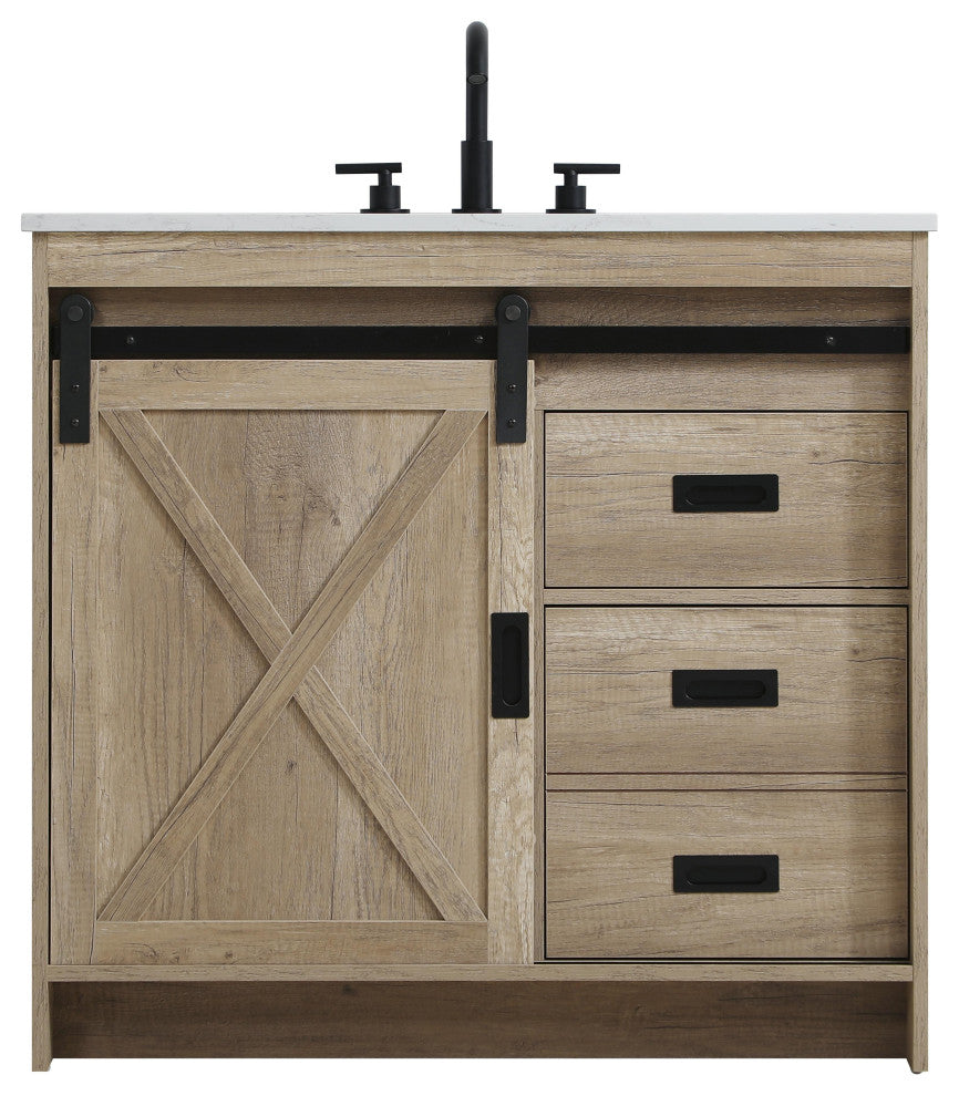 Home Living 36" Single Bathroom Vanity, Natural Oak