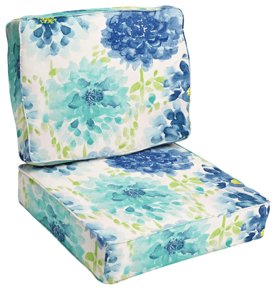 Sorra Home Gardenia Seaglass Corded Deep Seating Cushion Set, 23"x23.5"x5"