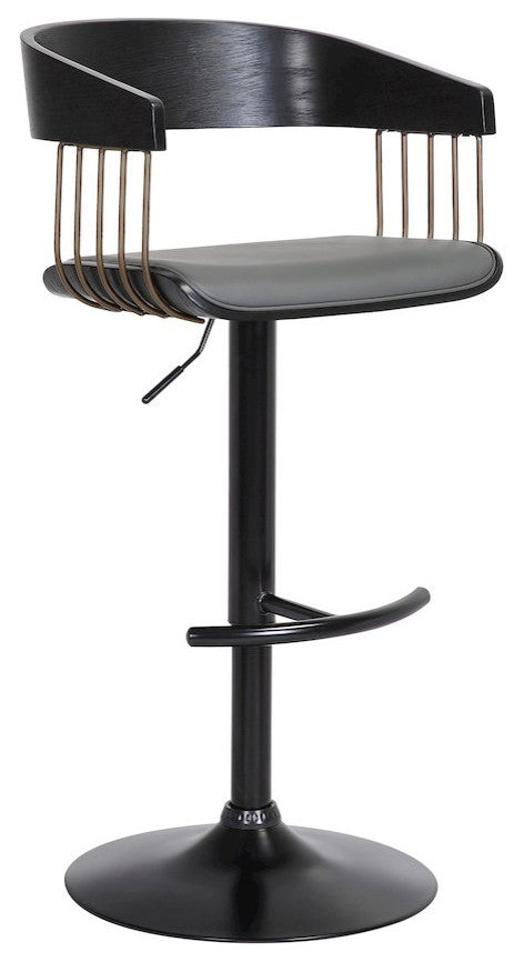 Larisa Upholstered Wood Adjustable Bar Stool with Black Metal Base
