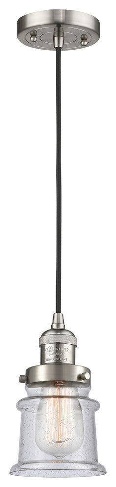 Small Canton 1-Light Mini Pendant, Brushed Satin Nickel, Seedy
