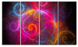 Beautiful Pink Pattern on Black, Abstract Wall Art Canvas, 48"x28", 4 Panels