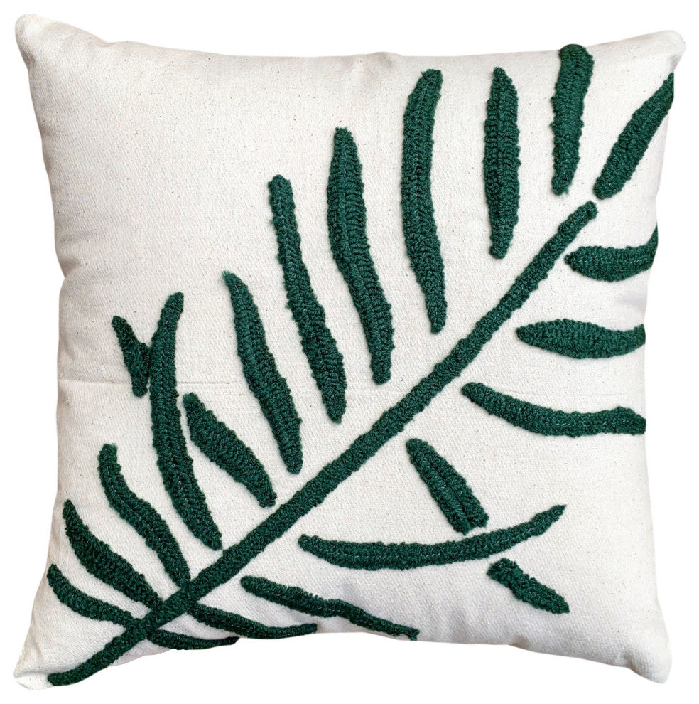 Benzara UPT-272775 2 Piece Accent Throw Pillow Set, Leaf Embroidery, Multicolor
