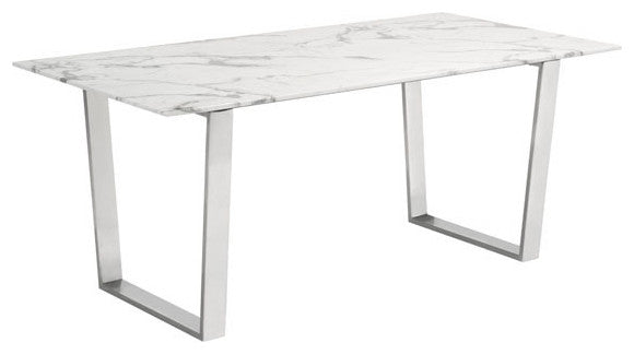 70.9" X 35.4" X 29.7" Stone And Brushed Atlas White Dining Table