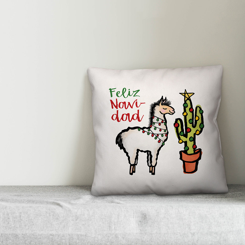 Feliz Navidad Llama 16x16 Spun Poly Pillow