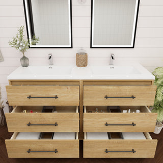 Victoria 60" Double Sink Solid Wood Bath Vanity, Oak