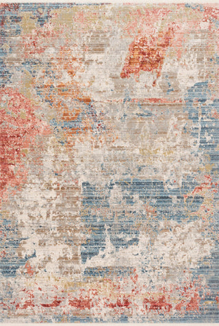 Gray Blue Rust Polyester Claire Area Rug by Loloi, 7'10"x10'2"