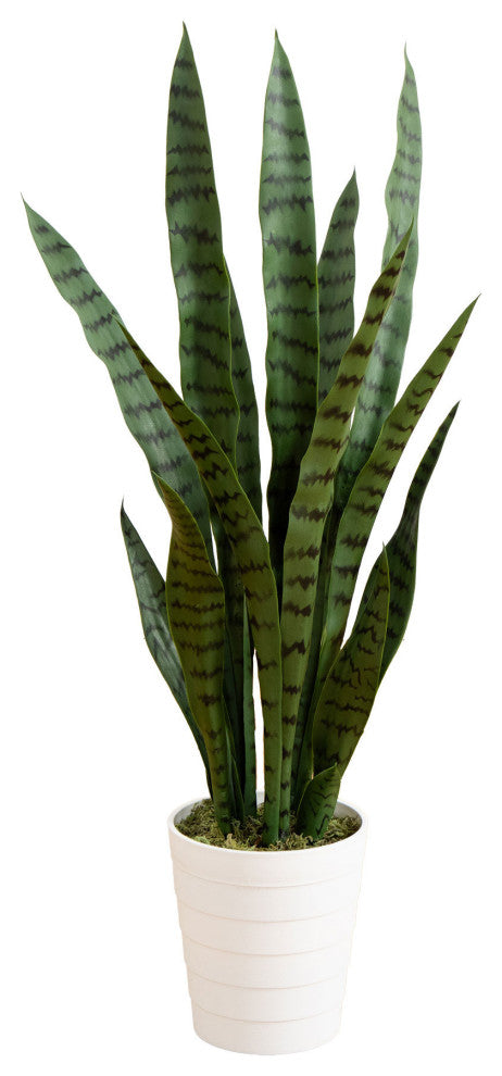 3ft. UV Resistant Artificial Sansevieria Plant, White Decorative Planter