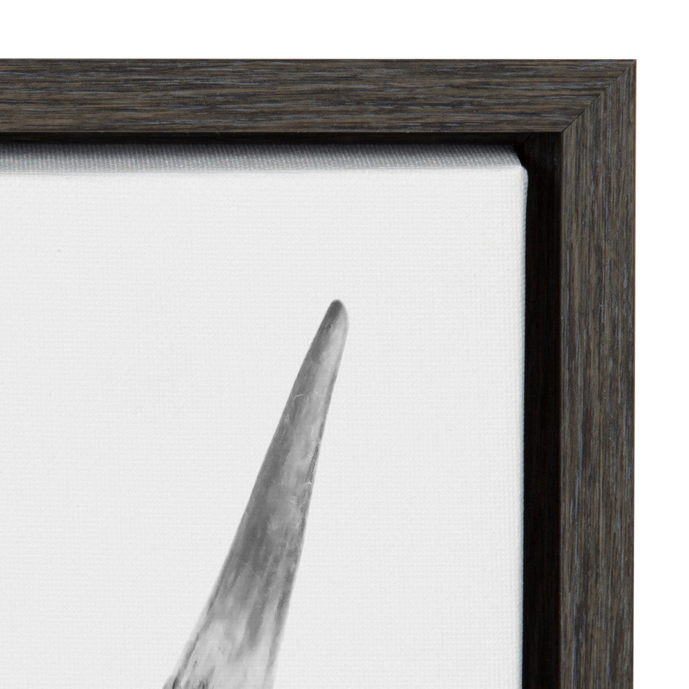 Sylvie Highland Cow Portrait Frame Canvas by Amy Peterson Art Studio, Gray 28x38