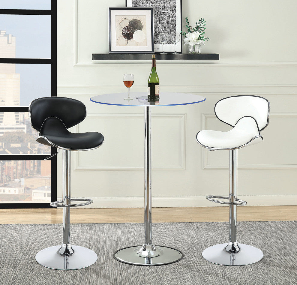 Set of 2 Adjustable Height Bar Stools, Black