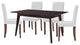 Side Dining Chair and Table Set, Faux Leather, Drak Brown White, Modern, Bistro
