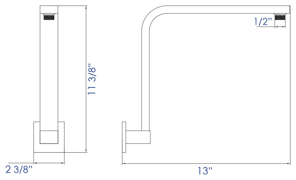 Ab12Gsw, Bn Brushed Nickel 12" Square Raised Wall Mounted Shower Arm