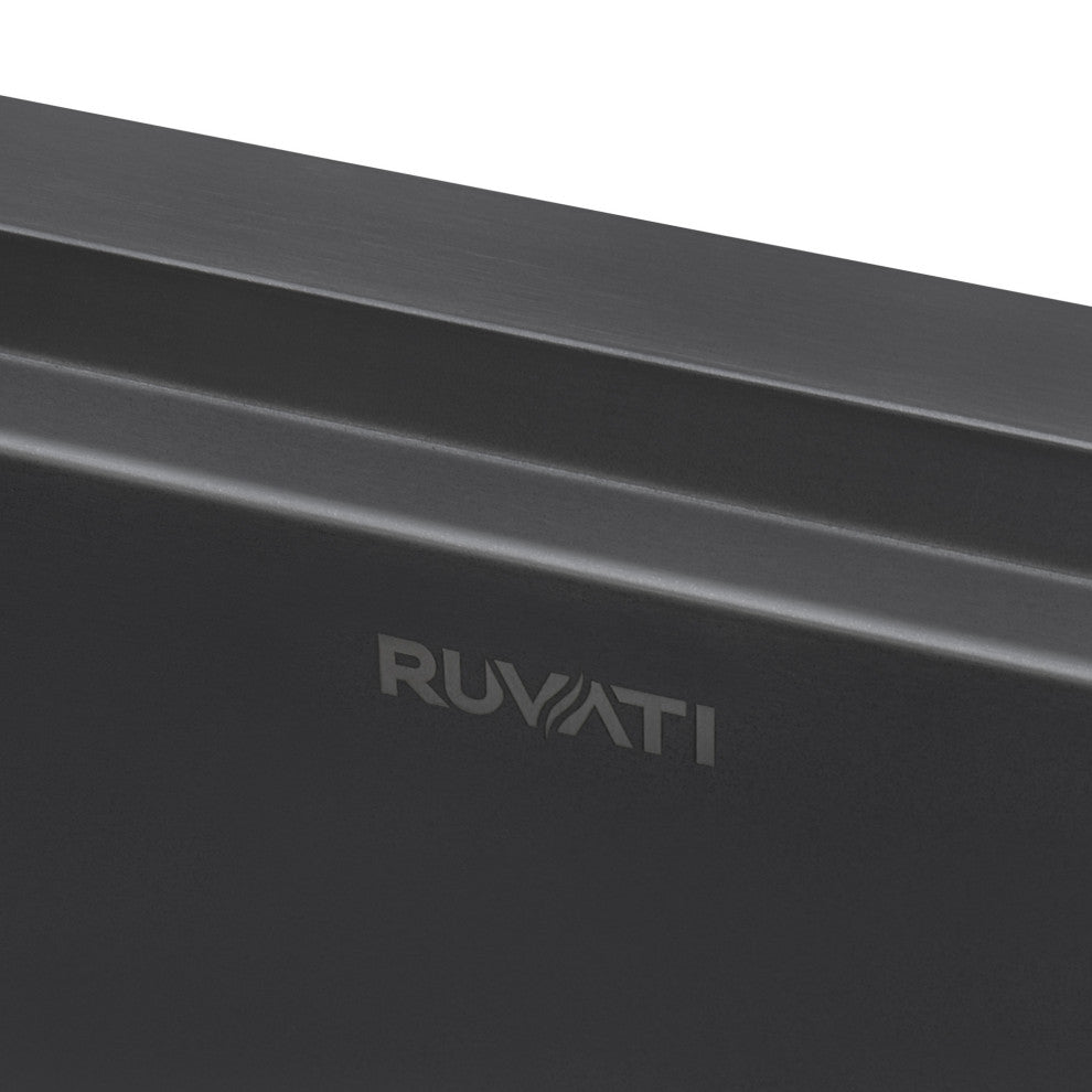 Ruvati RVH9207BL Gunmetal Black Workstation Apron-Front Stainless  Kitchen Sink
