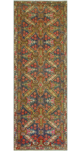 Fine Vintage Distressed Marlee Blue/Gold Runner, 3'1x9'1