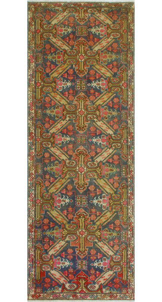 Fine Vintage Distressed Marlee Blue/Gold Runner, 3'1x9'1