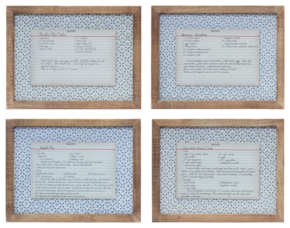 Framed Recipe Card, 4-Piece Set