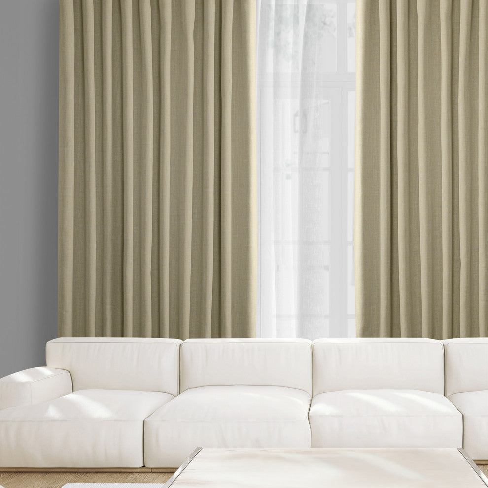 Faux Linen Extra Wide Curtain Panel, Thatched Tan, 100x96
