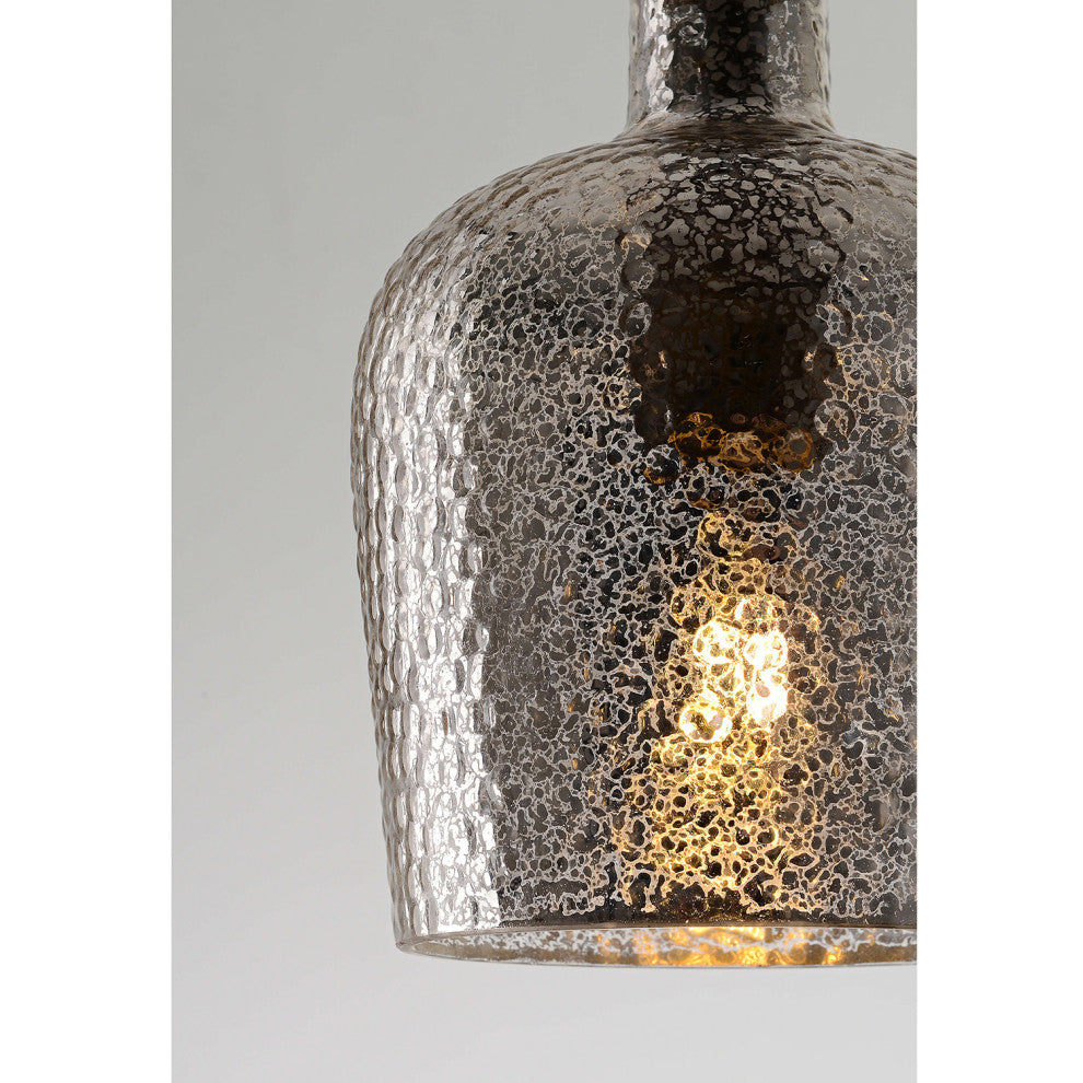 Helen Silver Mini Ripple Glass Antique Black Pendant Chandelier