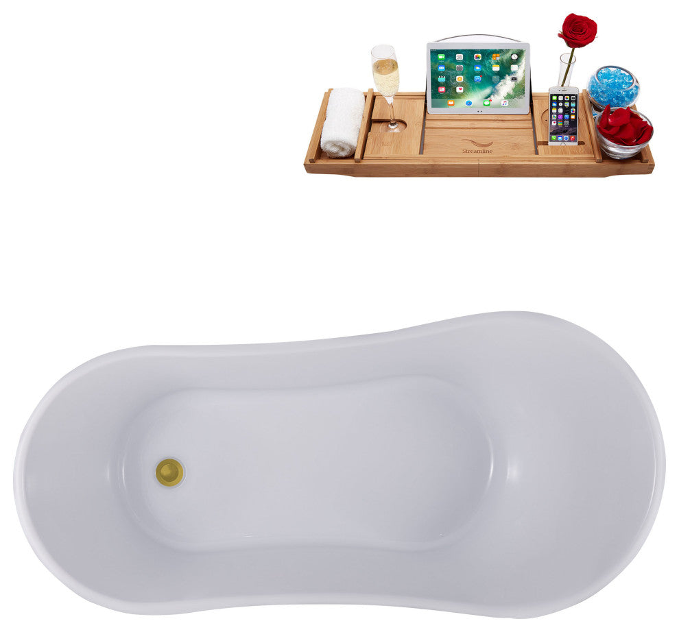 67" Streamline N367BGL-IN-BGL Clawfoot Tub and Tray With Internal Drain