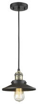 1-Light Railroad 8" Mini Pendant, Black Antique Brass