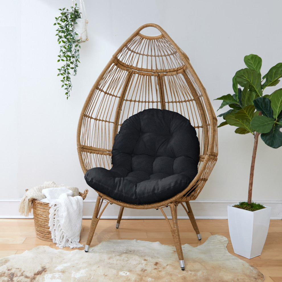 Noble Gray Indoor Black Egg Chair Cushion