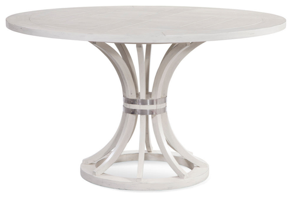 54" Round Wood Top Antique White Dining Table