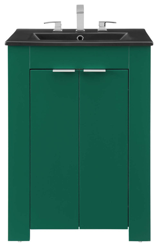 Sink Vanity Cabinet, Melamine, Green Black, Modern, Hotel Bedroom Bathroom