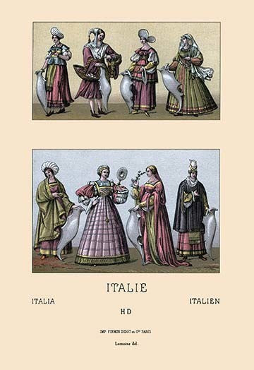 Traditional Italian Dresses- Gallery Wrapped Canvas Art 28" x 42"