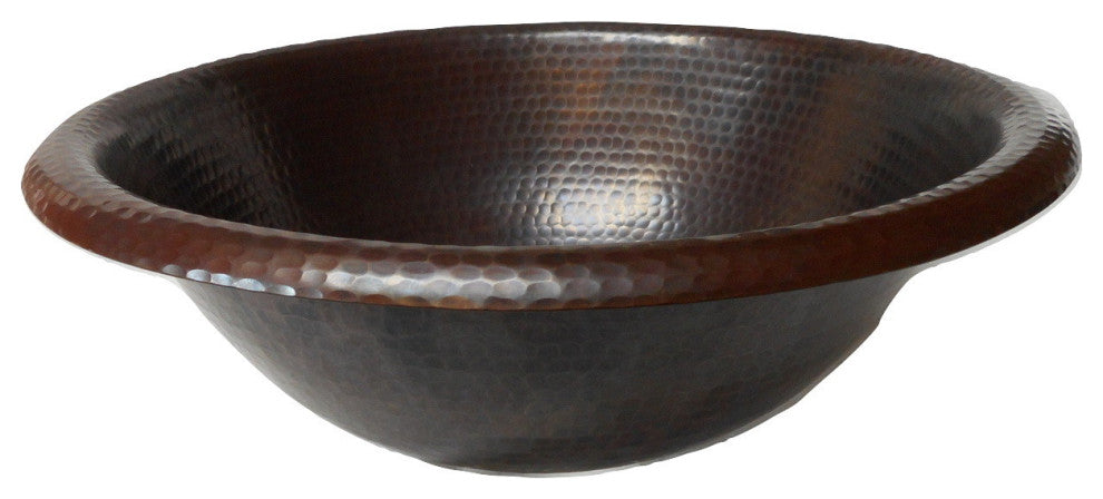 14" Round Copper Bathroom Sink, Perfect for Small Spaces comes with Grid Drain