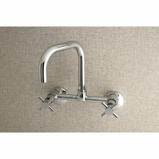 Kingston 8" Adjustable Center Wall Mount Kitchen Faucet, Polished Chrome
