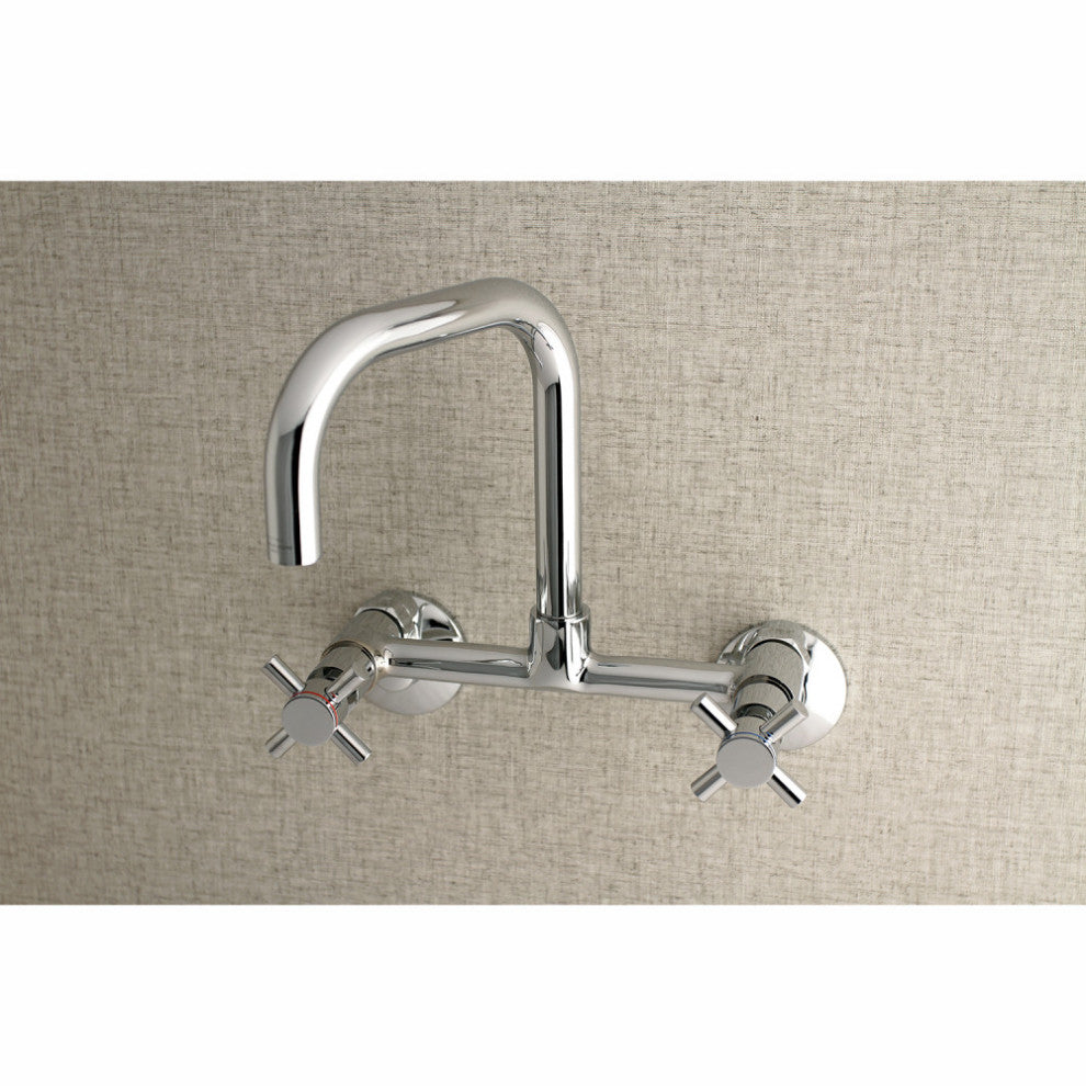Kingston 8" Adjustable Center Wall Mount Kitchen Faucet, Polished Chrome