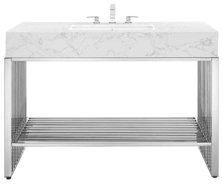 Gridiron Bathroom Vanity, White Silver