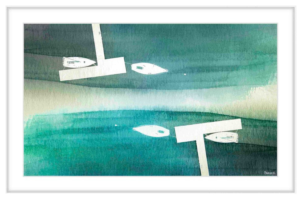 "Fishing Boats" Framed Painting Print , 24"x16"