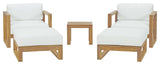 Upland 5 Piece Outdoor Patio Teak Set EEI-3115-NAT-WHI-SET