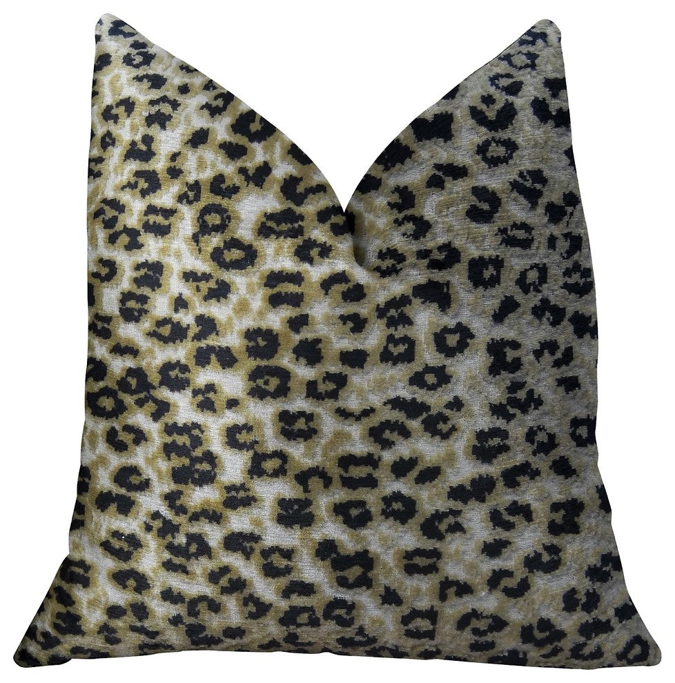 Wild Cheetah Taupe and Black Handmade Luxury Pillow, 18"x18"