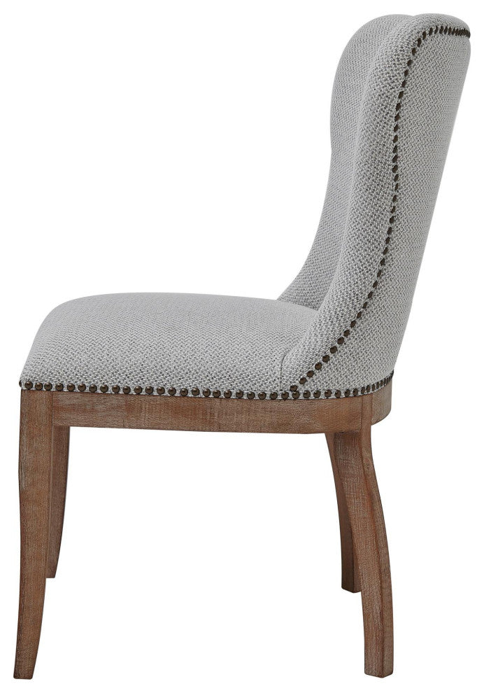 Dorsey Dining Side Chair Drift Wood Legs, Set of 2, Cardiff Gray, Fabric