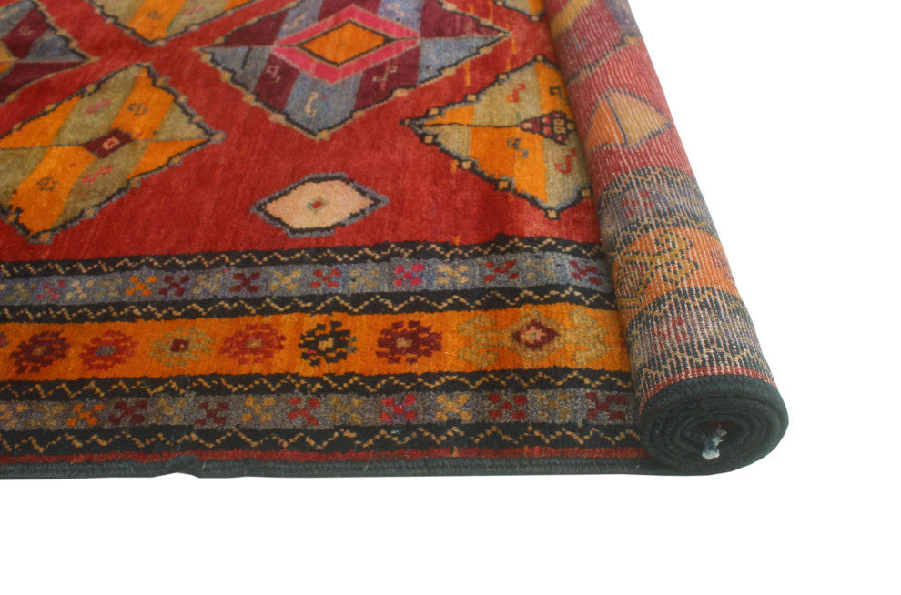 Fine Vintage Distressed Jamile Red/Orange Rug, 3'9x7'0