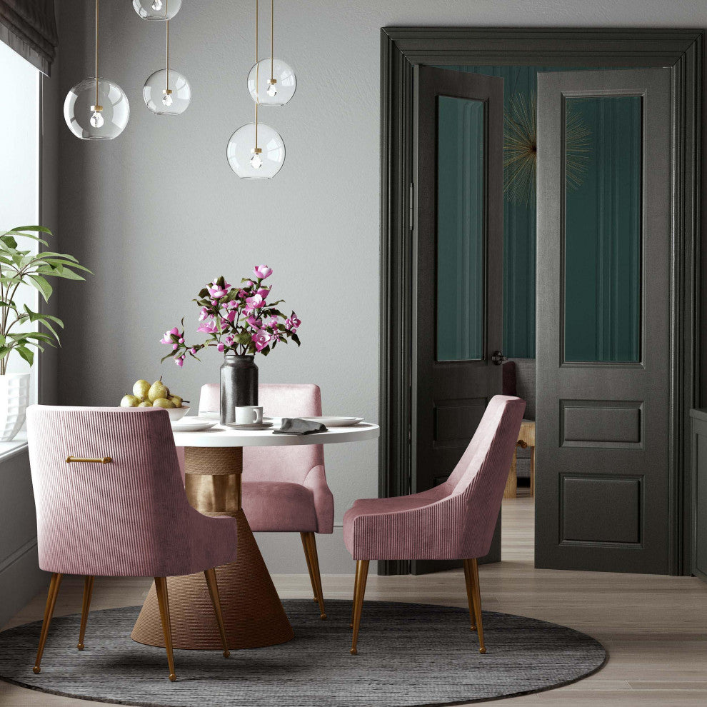 Beatrix Pleated Velvet Side Chair, Mauve