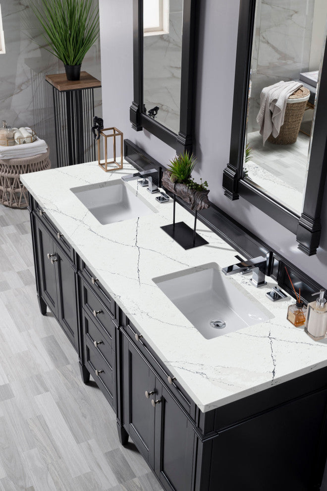 James Martin 650-V72-BKO-3ENC 72" Black Onyx Double Vanity w/ 3 CM Quartz Top