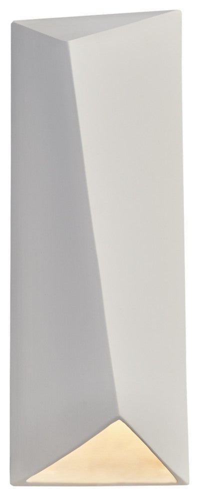 Ambiance Outdoor LED Ceramic Diagonal Rectangle Wall Sconce, Closed Top, Bisque