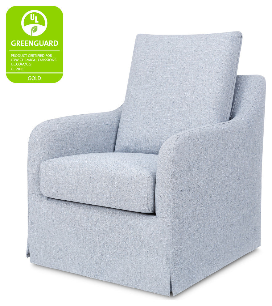 Reese Slipcover Swivel Glider, Chambray Eco-Linen