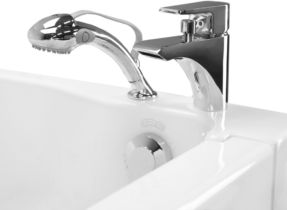 Ella Front Entry 32"x40" Acrylic Soaking Walk-In Bathtub, Outswing Door, Faucet