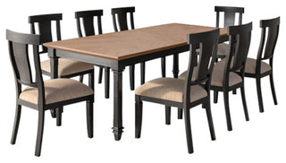 Traditional Wood Kitchen Extension Dining Table and 8-Chairs, Black